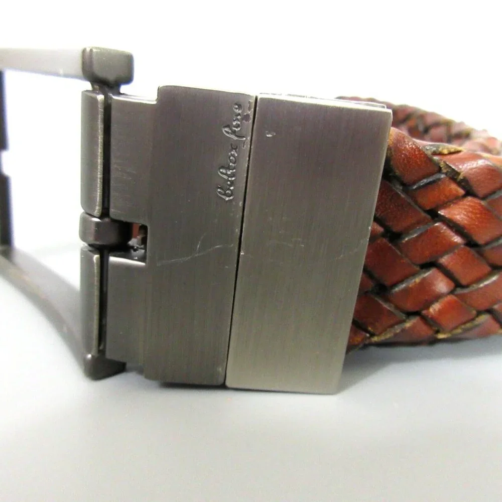 Beltox Fine Casual Leather Brown Braided Belt Sz 40 Metal Buckle 1 1/4” x 42.5